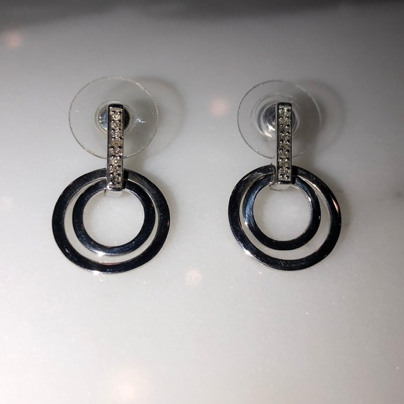 Earrings 925 silver authentic diamond drop - Picture 2 of 5